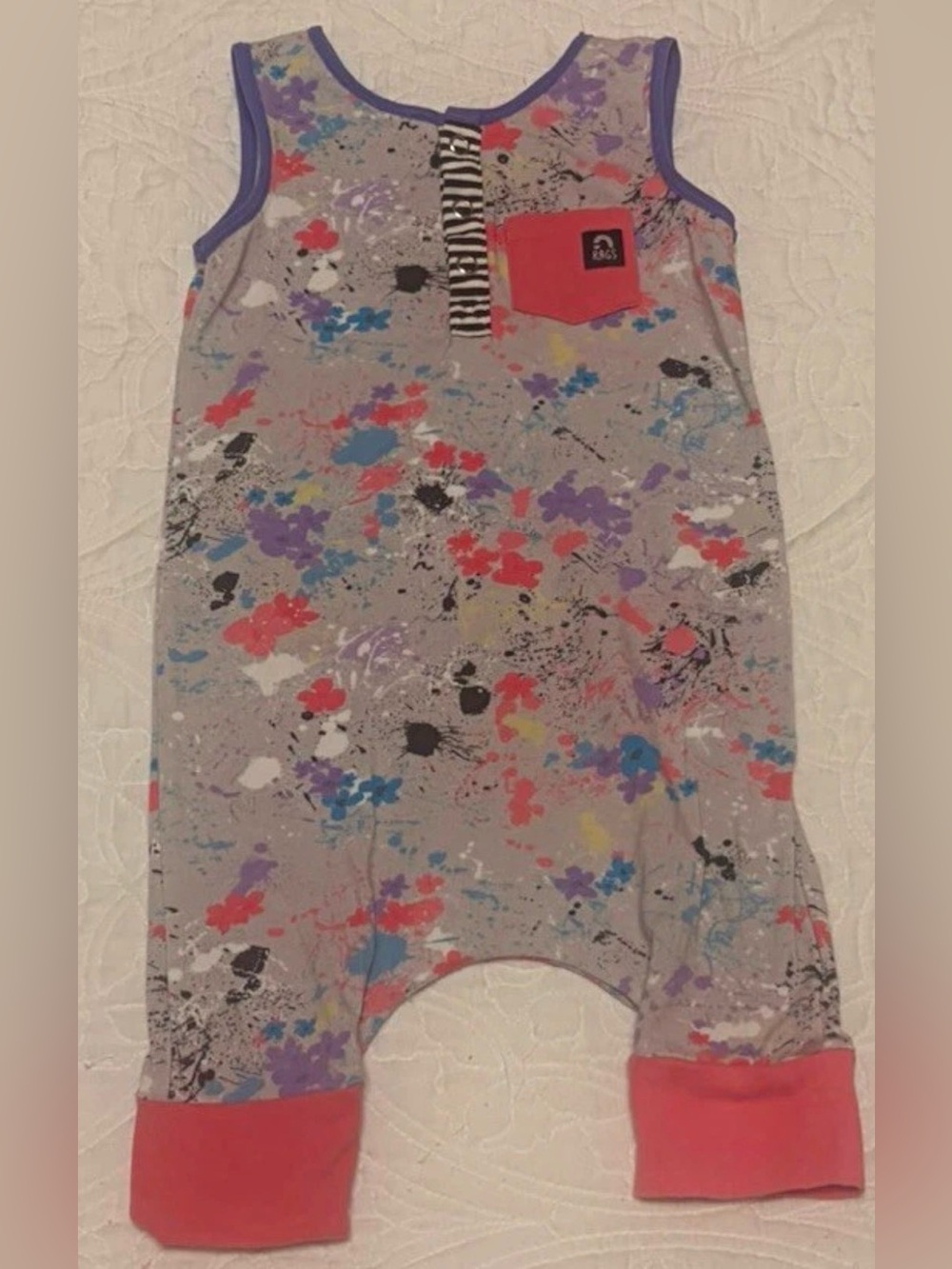 RAGS (to Raches) Henley Romper-OG Paint Splatter-Size 18-24 Months